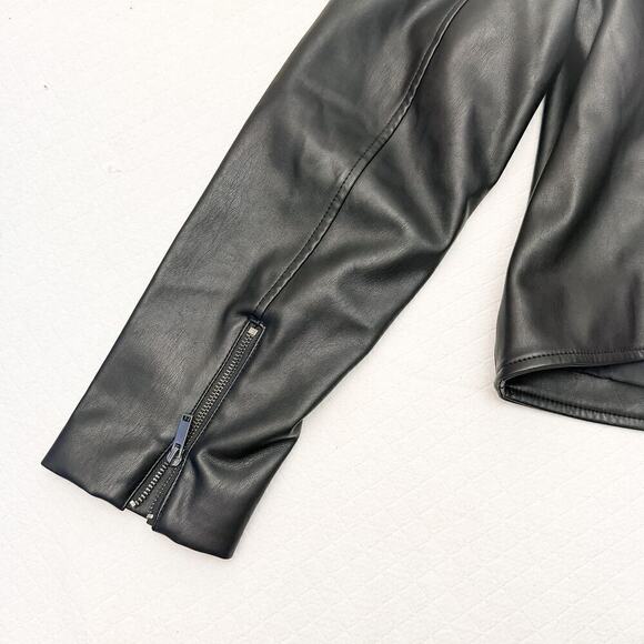 GAP Black Faux Leather Motorcycle Jacket Size XL - Picture 2 of 9